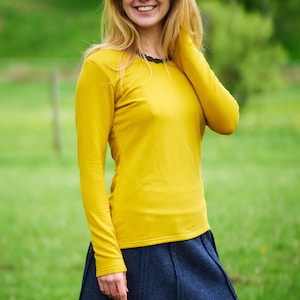 Gefüttertes Langarmshirt aus Bio-Baumwolle, Longsleeve, leichter Pullover, Sweatshirt,langärmeliges T-Shirt,Thermoshirt, warmes Langarmshirt