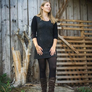 ¡¡¡REBAJAS!!! ¡¡¡ARTÍCULOS EN LIQUIDACIÓN!!! Vestido lencero con bolsillos, vestido camisero, vestido camisero largo, túnica, minivestido de pura lana virgen, modelo Marie imagen 8