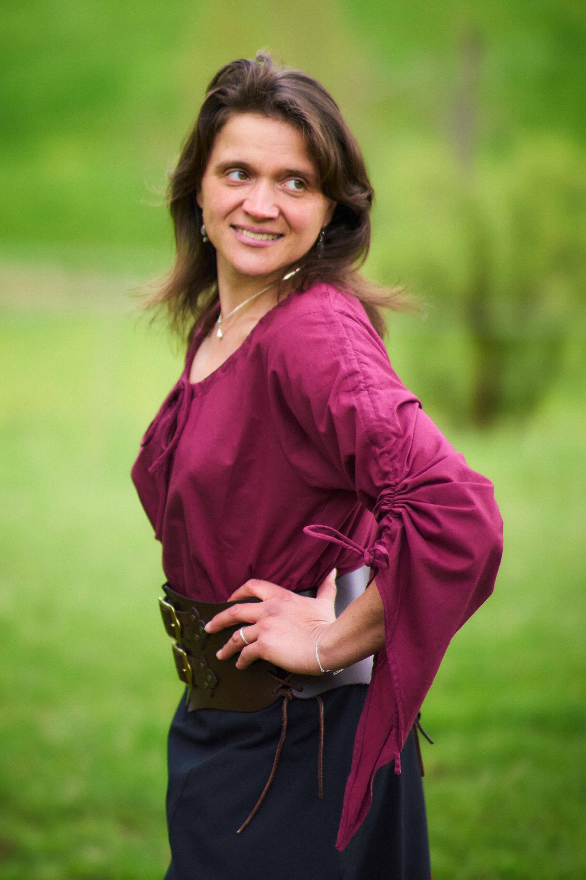 green peasant blouse