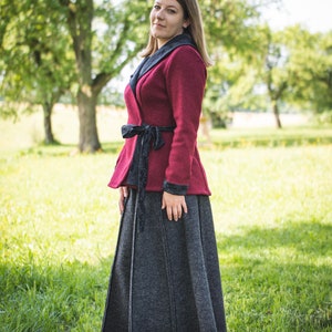 Modell Theresa ,langer Wollrock mit Jersey-Bund, aus 100% Schurwolle, Walkstoff RWS zertifiziert, Bild 5