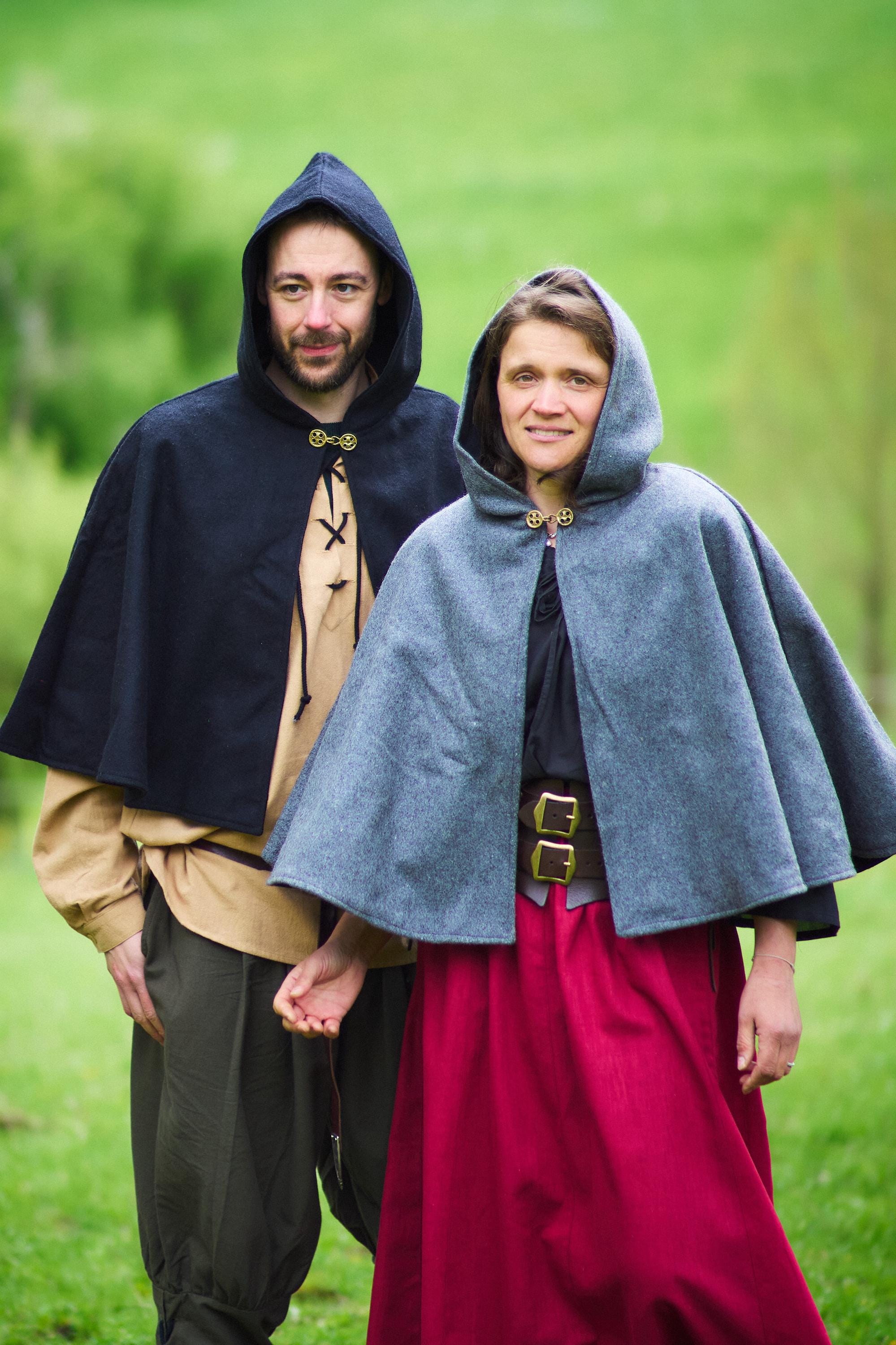 トップス LES SIX Floor Length Hood Half-length Open Hood, Short Cape With Round Hood, Overcoat