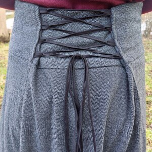 Merino wool skirt, herringbone pattern, ankle-length skirt, maxi skirt, wool skirt with lacing, vintage skirt, sustainable fashion image 18