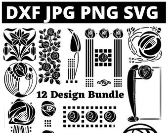 DXF SVG PNG Laser Router Templates 12 x Rennie Mackintosh Design Bundle Design 183