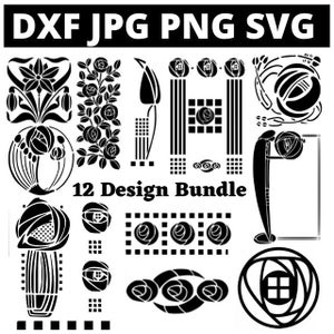 DXF SVG PNG Laser Router Templates 12 x Rennie Mackintosh Design Bundle Design 183