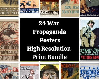 Vintage War Propaganda Posters, 24 Designs (Digital Download)