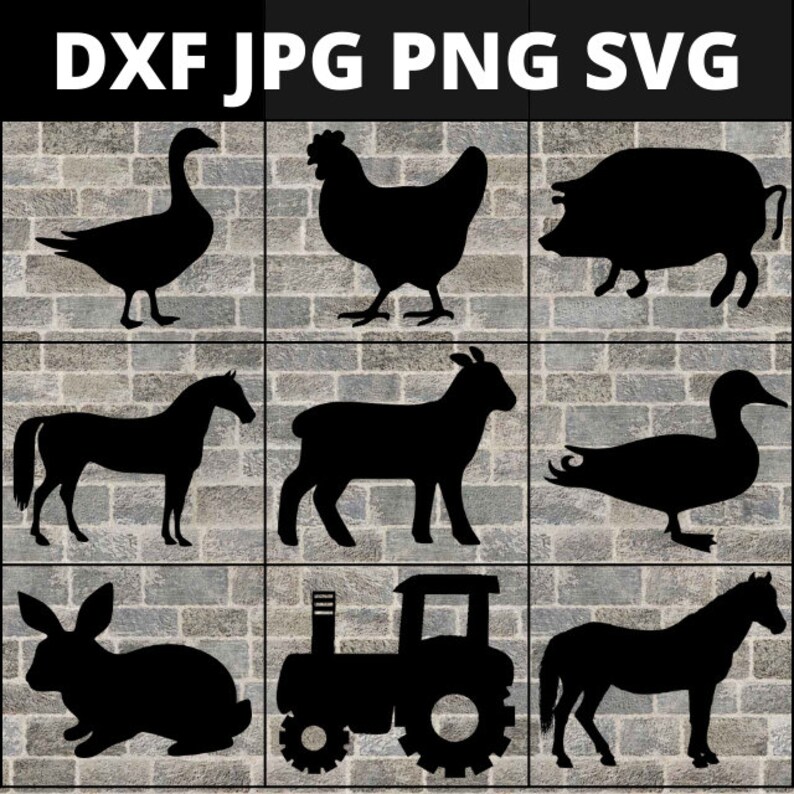 DXF SVG PNG Laser Router Templates 25 X Farmyard Animals - Etsy Australia