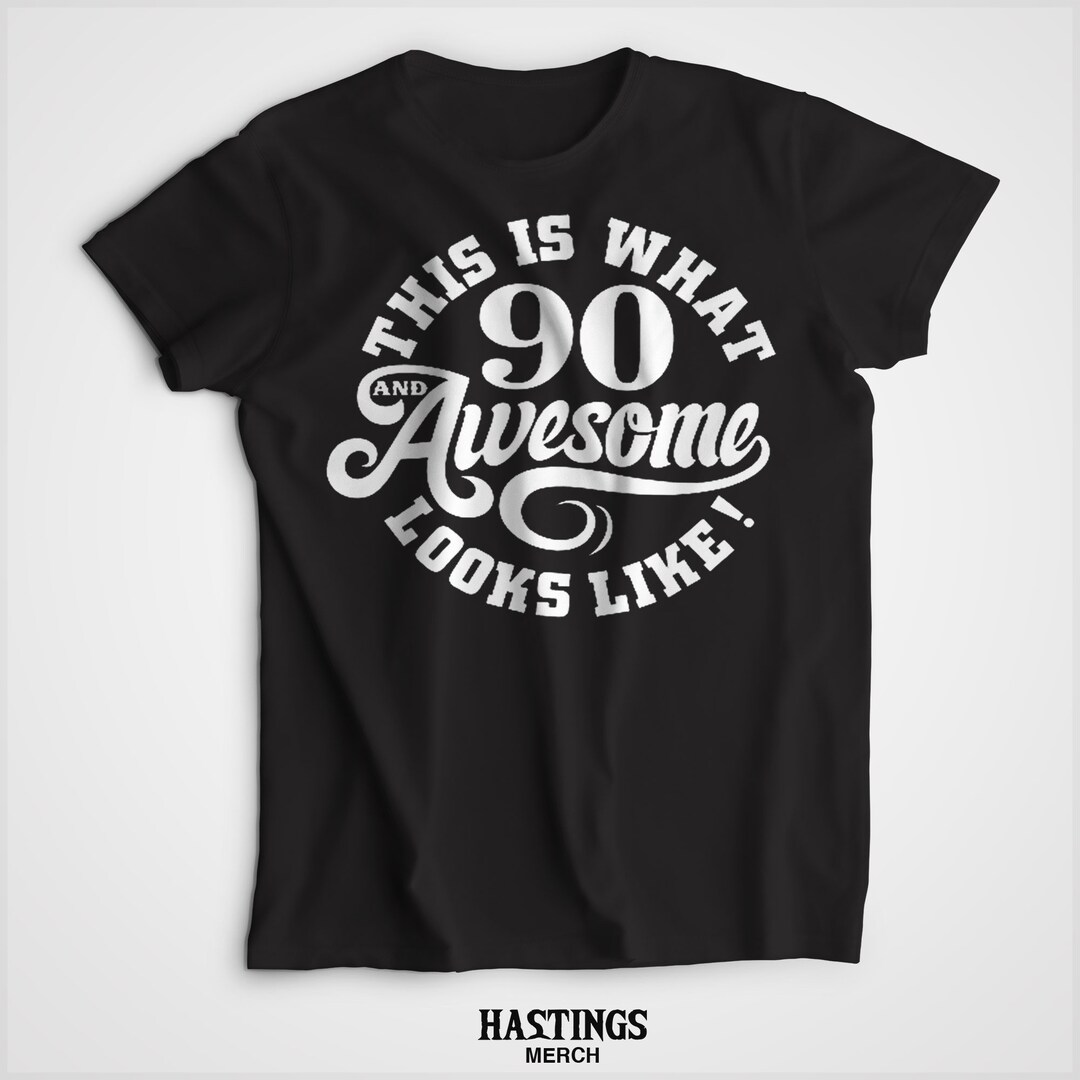This Is What 90 And Awesome Look Like Circle Logo Ninetieth Etsy