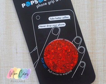 Pink | Red Chunky Glitter Phone Grip | Badge Reel - Party Blend Resin