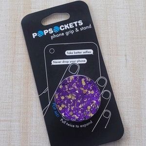 Purple Gold Royal Glitter Phone Grip | Badge Reel Resin
