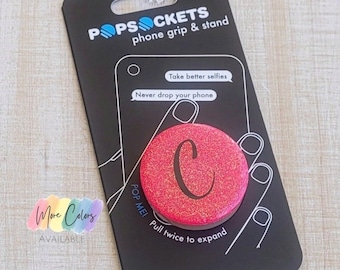 Neon Initial Glitter Phone Grip | Badge Reel Resin