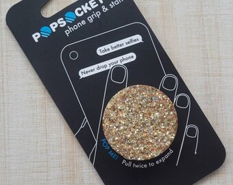Gold Sparkle Glitter Phone Grip | Badge Reel Resin
