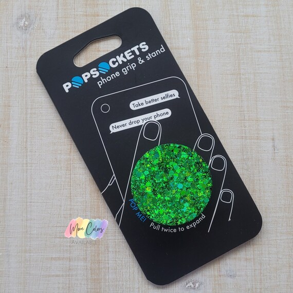 Green Chunky Glitter Phone Grip | Badge Reel - Party Blend Resin