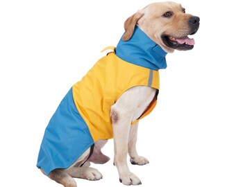 Geiliayes Hunde Regenjacke/ wasserdicht/ mit reflektierenden Lichtstreifen/ mit Gürtelloch und Klettverschluss/ warschbar/ schnell trocken