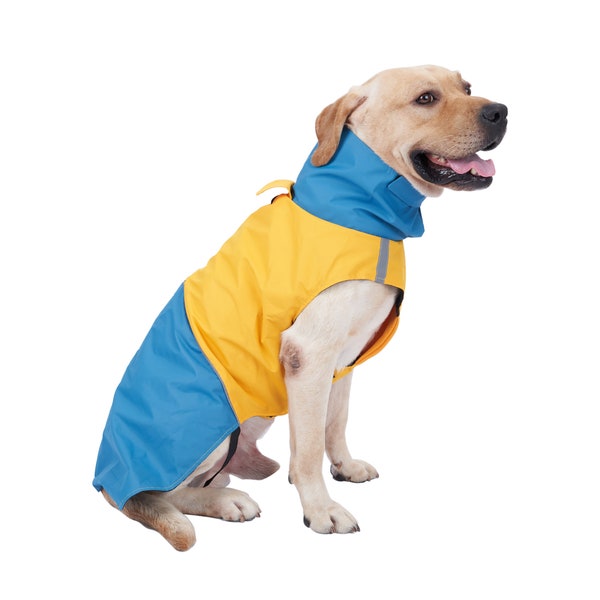 Veste de pluie pour chien Geiliayes/ imperméable/ avec bandes lumineuses réfléchissantes/ avec trou de ceinture et fermeture velcro/ lavable/ séchage rapide