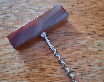 Vintage Agate Gemstone Corkscrew (1) in great condition, Gemini Birthstone, May Birthday, bar accessory