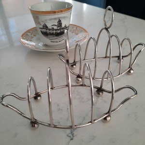 Set of 2 small Sterling silver toast racks, non matching pair, four slot,  1928 Birmingham, gift for him and her, wedding present