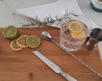 Silver Plated Barware, Boxed gift, Upcycled Carved Mother of Pearl Handle, Vintage Cocktail Garnish Server, Gift for Gin & Tonic Lover