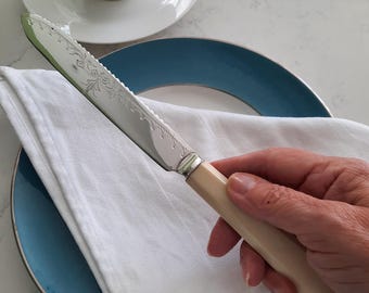 Large vintage re silvered Cake slice, Silver Plated with Composite Handle