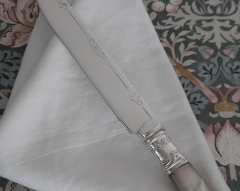 Small Antique Silver Plated Cake Slice , Short Mother of Pearl HandleD cake server