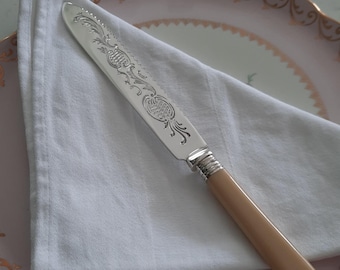 Large vintage re silvered Cake slice, Silver Plated server with Composite Handle and pineapple design