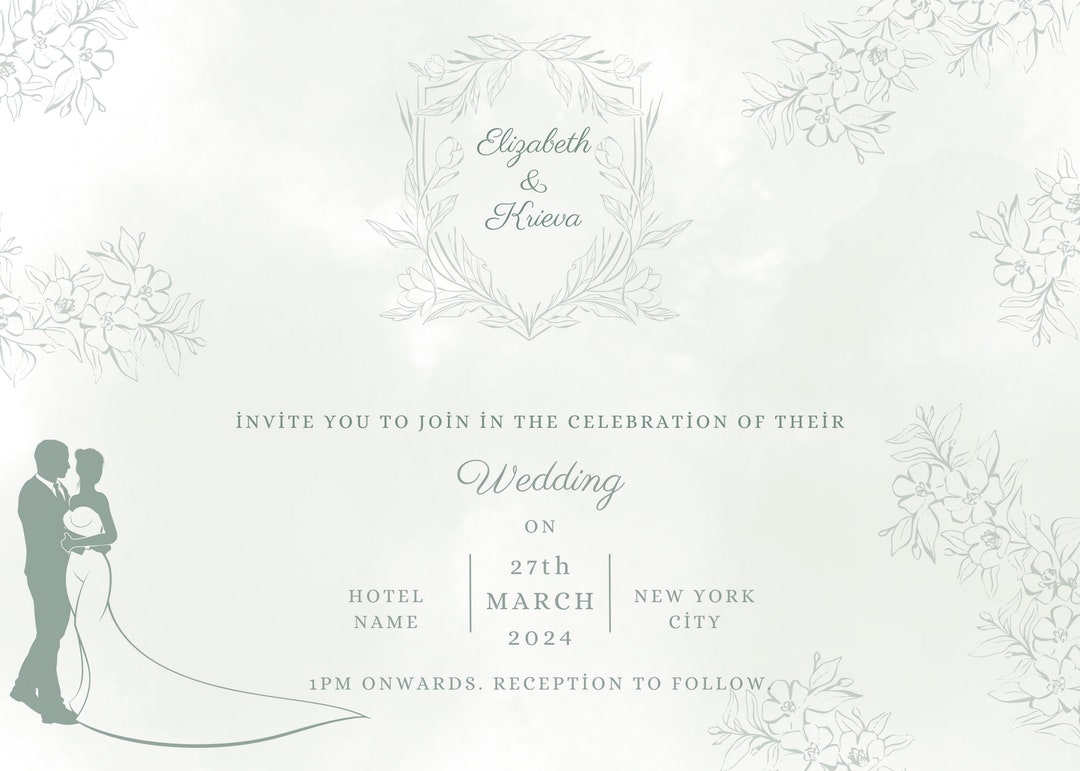 Editable Ready Wedding Invitation / Digital Download / Floral Etsy