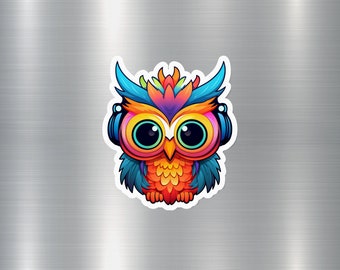 Colorful Owl Magnet, Vibrant Die-Cut Fridge Magnet, Cute Bird Kitchen Decor, Office Locker Accessory, Owl Lover Gift Idea