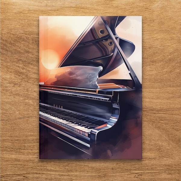 Elegant Piano Hardcover Journal, Matte Finish, Musician Gift, Artistic Keyboard Design, Perfect for Note-Taking and Sketching