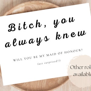 B * tch You Always Knew voorstelkaart, grappige bruidsmeisje voorstelkaart, bruidsmeisje voorstel, bruidsfeest cadeau, huwelijksvoorstel