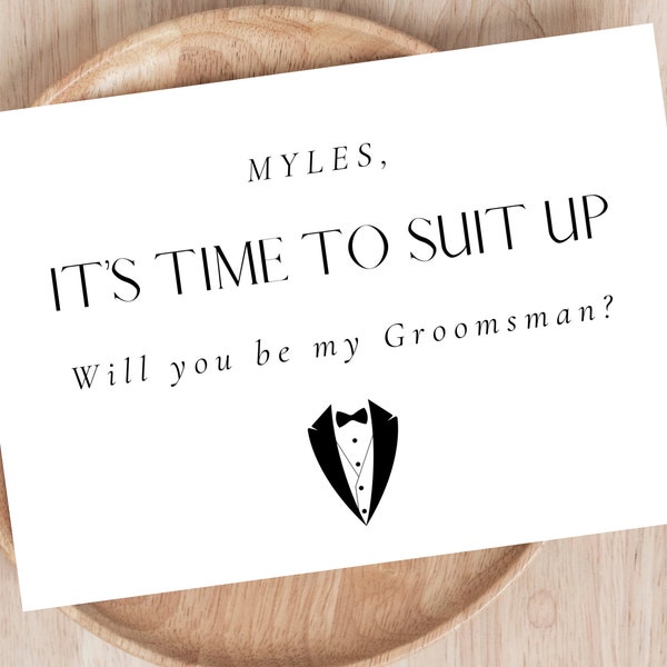 Groomsman Proposal Card, Name Personalised Proposal Card, Best Man Proposal, Time To Suit Up, Wedding Proposal, Postcard Style Card