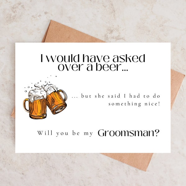 Funny Groomsman Card, Groomsman Proposal Card, Best Man Card, Usher, Beer Proposal Card, Wedding Stationery
