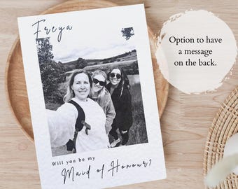 Photo Bridesmaid Proposal Card, Maid of Honour Proposal Card, Personalised Bridesmaid Card, Polaroid card, Maid of Honour, Flower Girl card