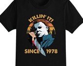 Killing It Since 1978 Halloween T-Shirt For Men, Women Kids 100 Cotton Black Shirt, Funny Scary T-Shirts, Horror Movie Shirts