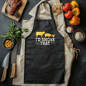 Funny BBQ Apron, Grill Master Gift, I&#39;d Smoke That Apron, Cooking Apron for Men, BBQ Apron with Humorous Saying, Father&#39;s Day Gift