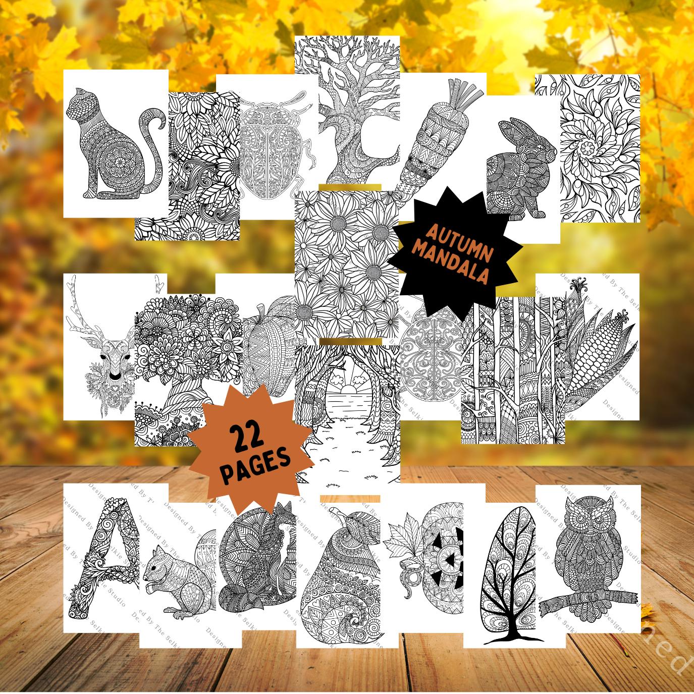 Riesen Malposter Herbst Mandala – 110 X 80 Cm – Mit Kürbissen & Blättern Für Kinder & Erwachsene