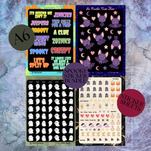 Cosy Comforting Spooky Sticker Sheet Set Bundle/A6/Stickers/Nostalgic/Retro/Crafting/Journaling/Scrapbook/Planner/  Design Your Own Bundle