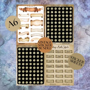 Vintage Sticker Sheet Set Bundle/A6/Stickers/Nostalgic/Retro/Crafting/Journaling/Scrapbook/Planner/  Design Your Own Bundle