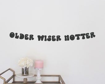 Birthday Banner, Older Wiser Hotter, Birthday Party, Hotter Than Ever Party, Party Decorations