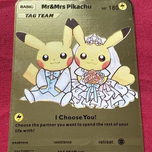 Carta da collezione FanArt POKEMON I Choose You in metallo dorato, regalo di compleanno e anniversario.