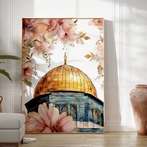 Al-aqsa mosque, Al Quds, Old architecture, Jerusalem, Palestine, Pink, Boho wall art, Islamic Decor, Modern, Muslim Printable, Poster