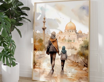 Muslim art, Palestine, Al Aqsa Mosque,Dome of the Rock, Al Quds, Jerusalem, Old City, Boho Mosque, Sisters, Islamic Architecture