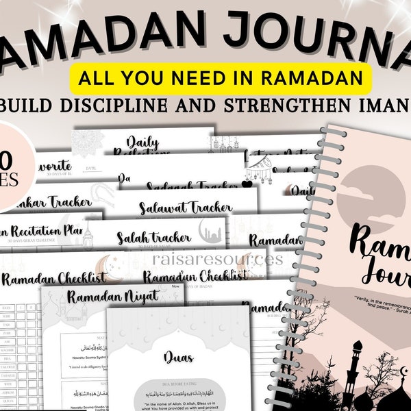 Ramadan Journal, Ramadan Planner, Quran Trackers, Salah Trackers, Adhkar, Eid, Dua for Ramadan, Daily Planner, Iftar Prep, Daily Journal pdf