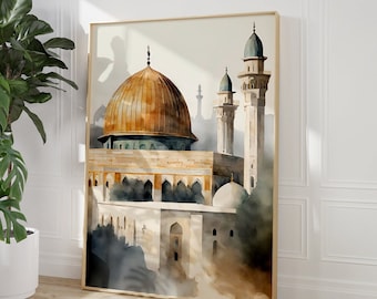 Al-aqsa-moskén, Klippdomen, Gammal arkitektur, Jerusalem, Palestina, Väggkonst, Islamisk dekor, Modern, Muslimsk utskrivbar