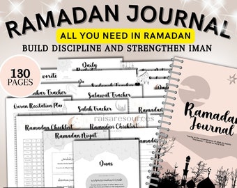 Ramadan Journal, Ramadan Planner, Quran Trackers, Salah Trackers, Adhkar, Eid, Dua for Ramadan, Daily Planner, Iftar Prep, Daily Journal pdf