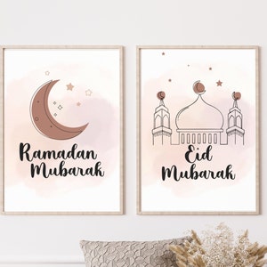 Eid, Ramadan Decor, Islamic, Wall Art, Modern, Muslim Printable,Boho, Gift, Poster, Print, Eidi, Moon