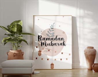 Ramadan, Mubarak, Wall Art, Islamic, Decor, Modern, Muslim Printable,Boho, Gift, Poster, Print, Eidi, Lantern