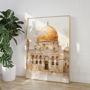 Al-Aqsa, Mosque, Dome of the Rock Muslim Architecture, Jerusalem City, Palestine, Beige,Boho wall art,Islamic Decor, Modern,Muslim Printable