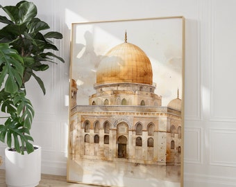 Al-Aqsa, Mosque, Dome of the Rock Muslim Architecture, Jerusalem City, Palestine, Beige,Boho wall art,Islamic Decor, Modern,Muslim Printable