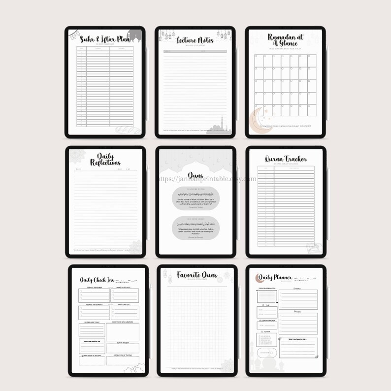 Ramadan Journal, Ramadan Planner, Quran Trackers, Salah Trackers, Adhkar, Eid, Dua for Ramadan, Daily Planner, Iftar Prep, Daily Journal pdf