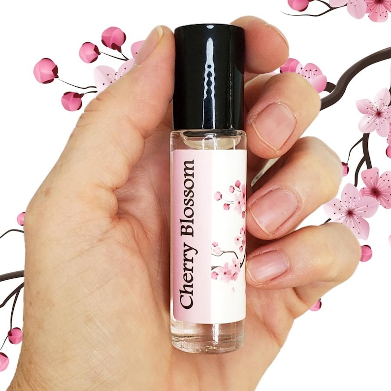 Cherry Blossom Perfume Oil Roll-on, Delicate Sakura Inspired Japanese Floral Fragrance for Women image 1