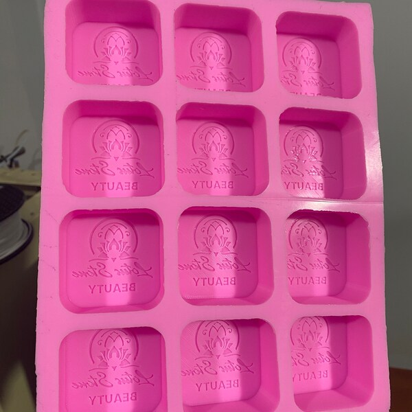 Custom Soap Mold Your Logo or Text ( 2 inch Cubes ) Personalized custom Silicone Soap Mold - Candy -Wax Melt mold - Chocolate Silicone Mold